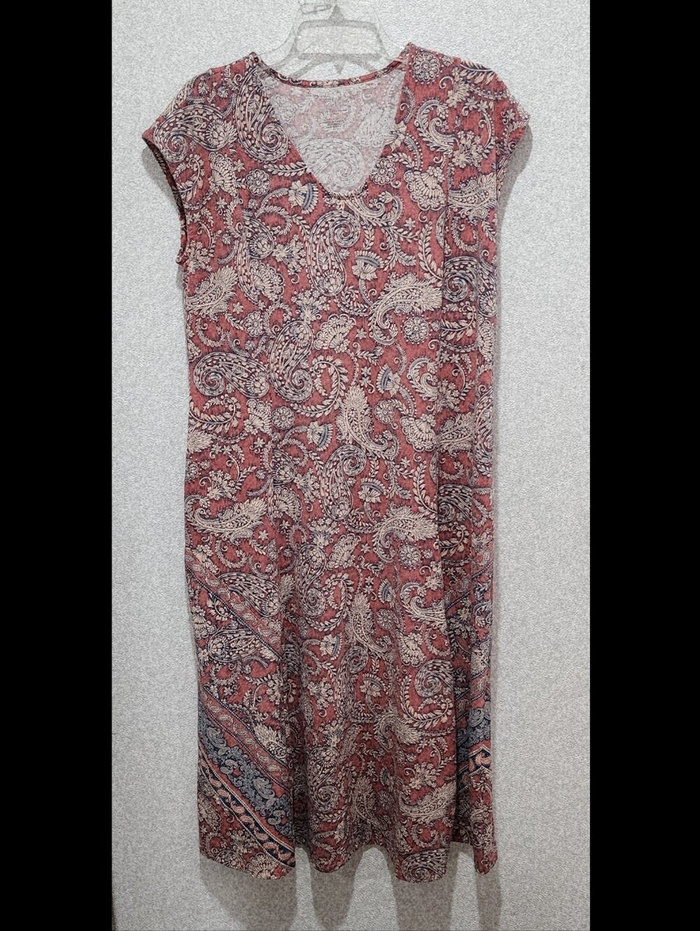 Pure Jill Placed Border Maxi Dress Medium Petite MP Paisley Cotton Modal J Jill